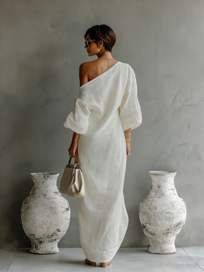 Elowen | Minimalistisches One-Shoulder-Maxikleid PortugalFlow-Lisboa