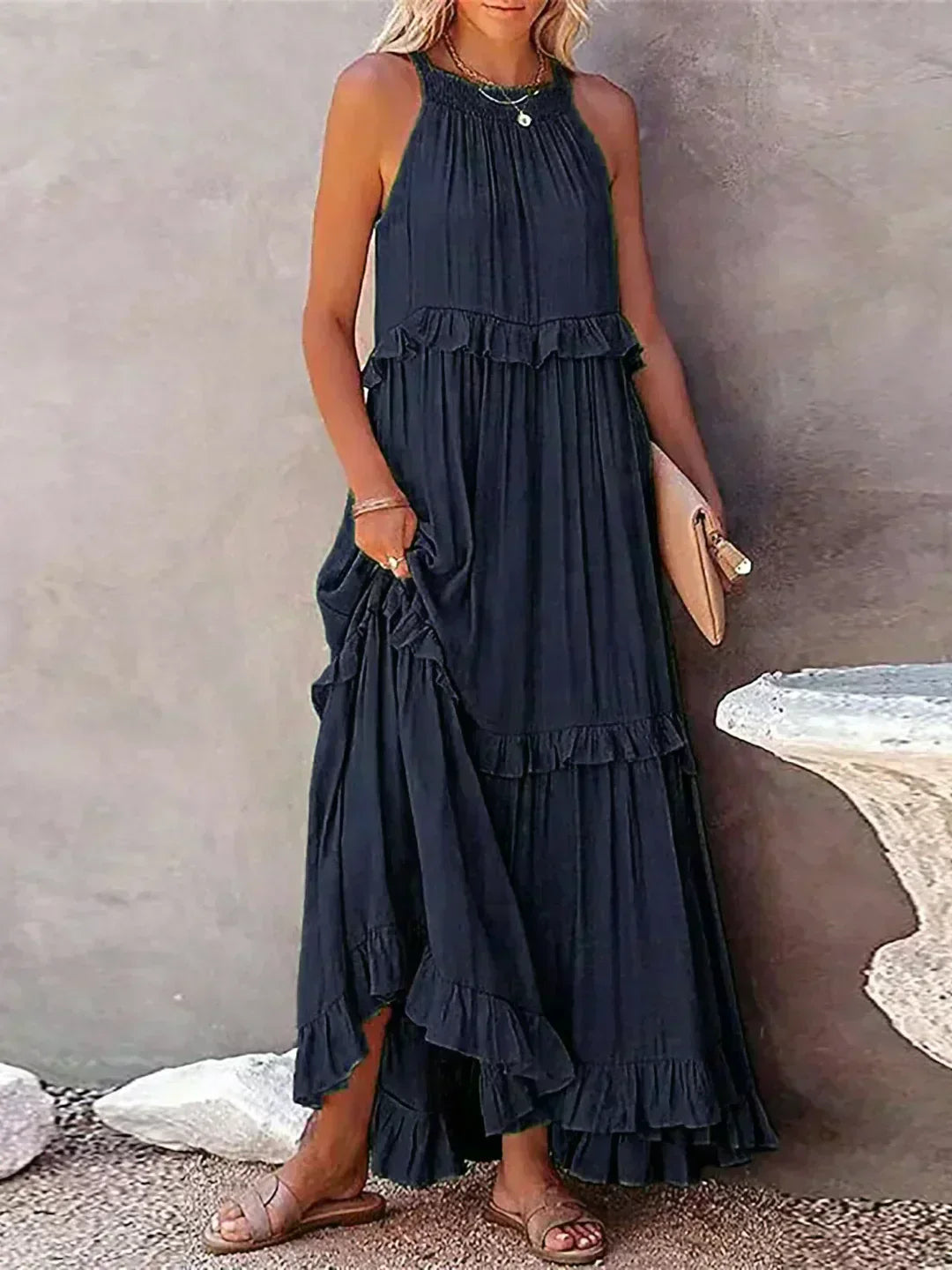 Lou | Elegantes ärmelloses Kleid mit Rüschen PortugalFlow-Lisboa