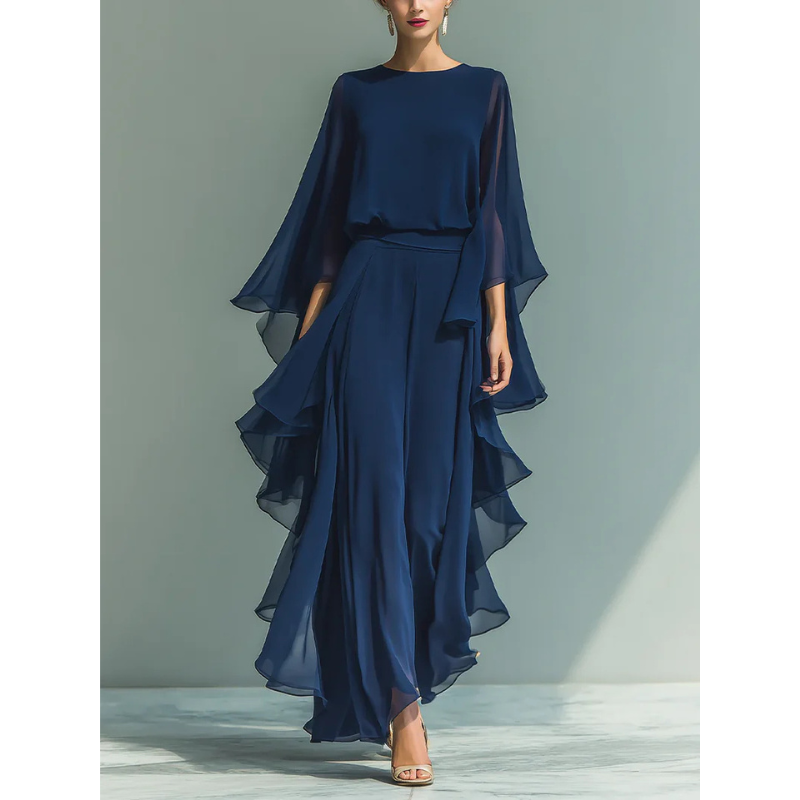 Aurora | Elegantes Chiffon-Kleid mit Rüschen PortugalFlow-Lisboa