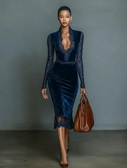 Seraphina | Zeitloses Samtkleid mit Spitze PortugalFlow-Lisboa