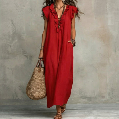 Josefina | Langes Kleid mit Leinenstruktur PortugalFlow-Lisboa