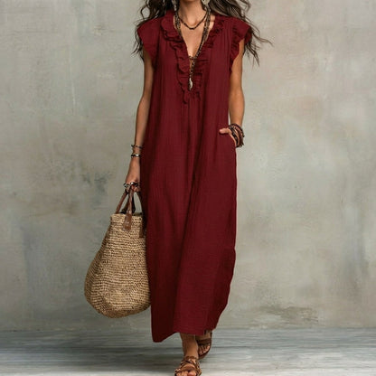 Josefina | Langes Kleid mit Leinenstruktur PortugalFlow-Lisboa