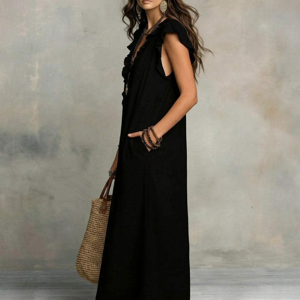 Josefina | Langes Kleid mit Leinenstruktur PortugalFlow-Lisboa