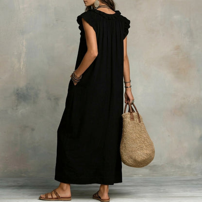 Josefina | Langes Kleid mit Leinenstruktur PortugalFlow-Lisboa
