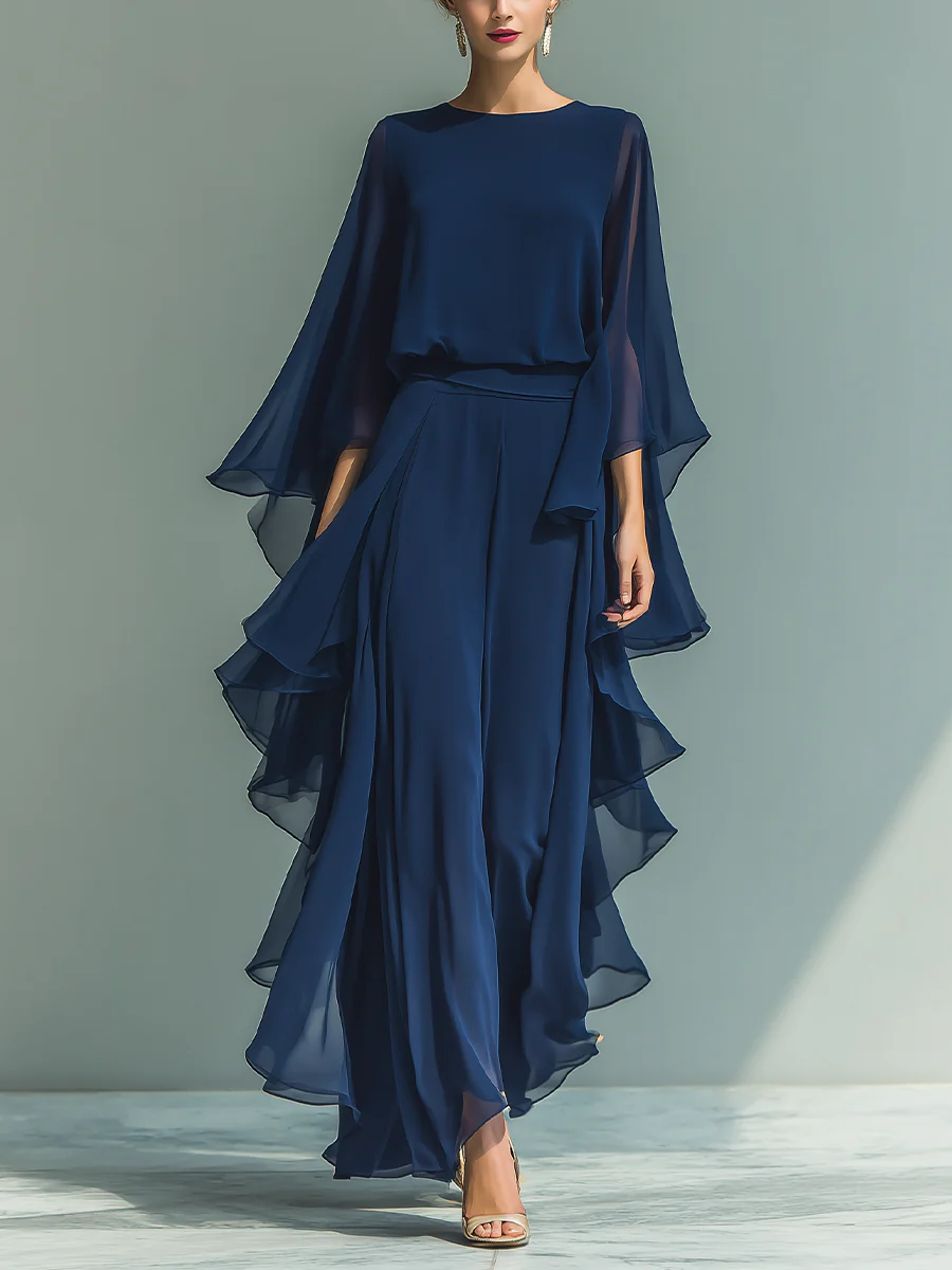 Aurora | Elegantes Chiffon-Kleid mit Rüschen PortugalFlow-Lisboa