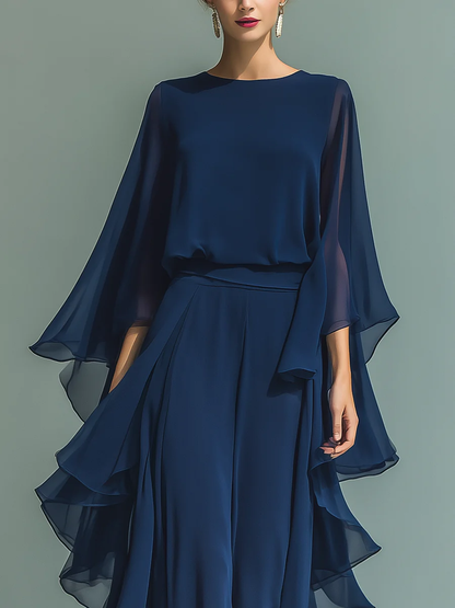 Aurora | Elegantes Chiffon-Kleid mit Rüschen PortugalFlow-Lisboa
