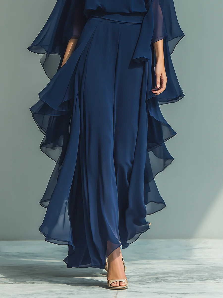 Aurora | Elegantes Chiffon-Kleid mit Rüschen PortugalFlow-Lisboa