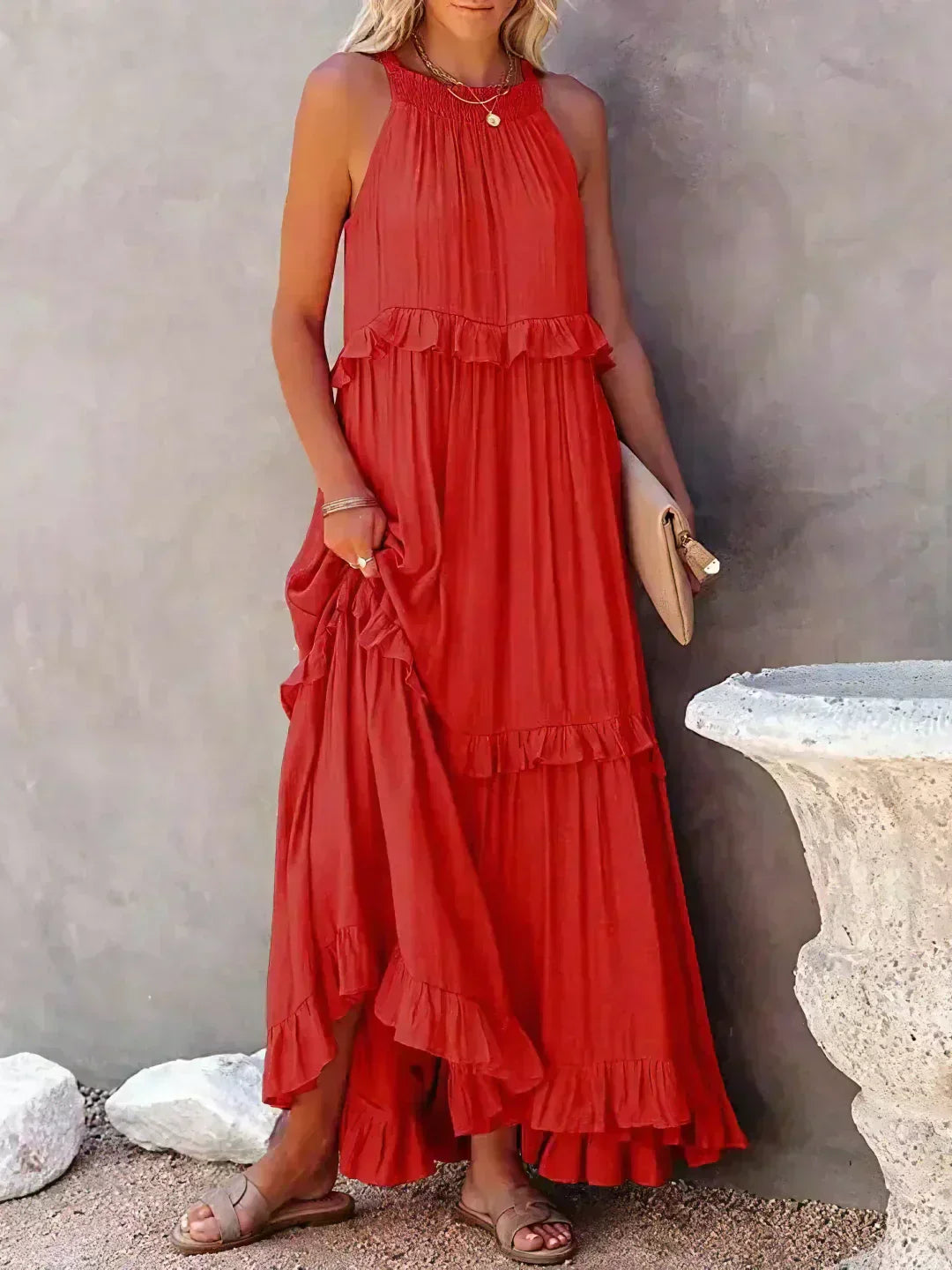 Lou | Elegantes ärmelloses Kleid mit Rüschen PortugalFlow-Lisboa