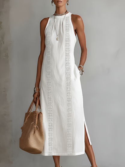 Jimena |  Signature Leinen Midi-Kleid PortugalFlow-Lisboa