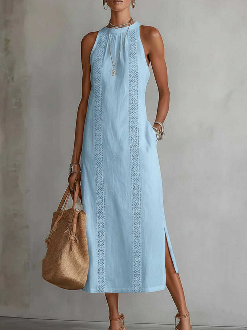 Jimena |  Signature Leinen Midi-Kleid PortugalFlow-Lisboa