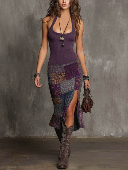 Alessia | Vestido Maxi Boho com Design Patchwork PortugalFlow-Lisboa