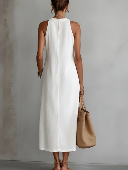 Jimena |  Signature Leinen Midi-Kleid PortugalFlow-Lisboa