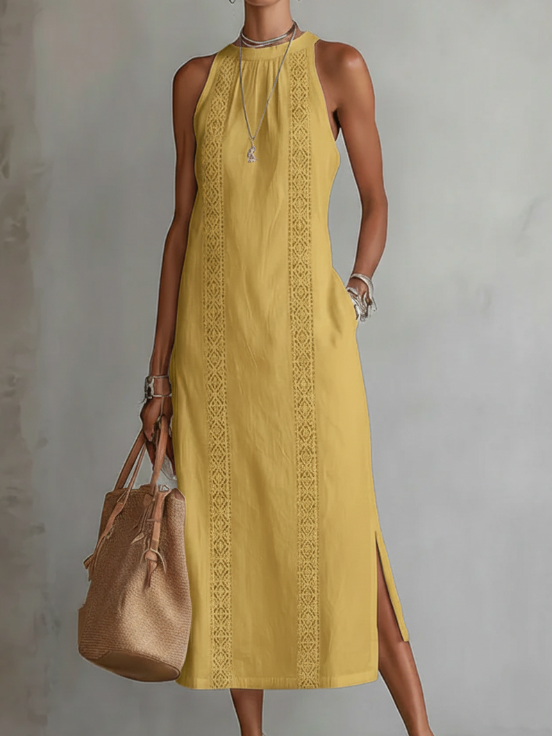 Jimena |  Signature Leinen Midi-Kleid PortugalFlow-Lisboa