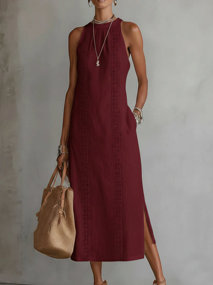 Jimena |  Signature Leinen Midi-Kleid PortugalFlow-Lisboa