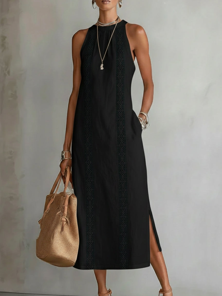 Jimena |  Signature Leinen Midi-Kleid PortugalFlow-Lisboa